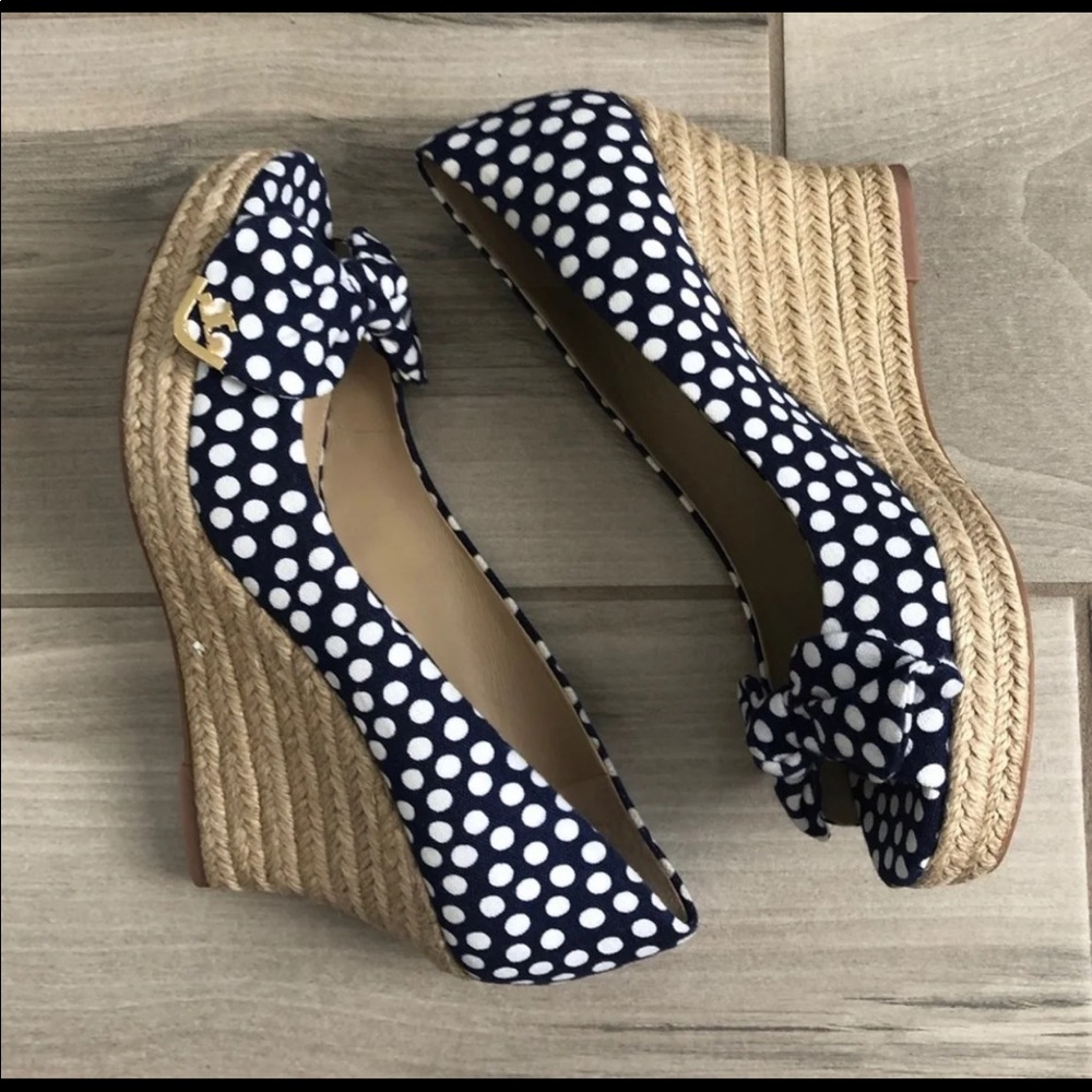 Tory Burch Polka Dot Wedge Espadrilles